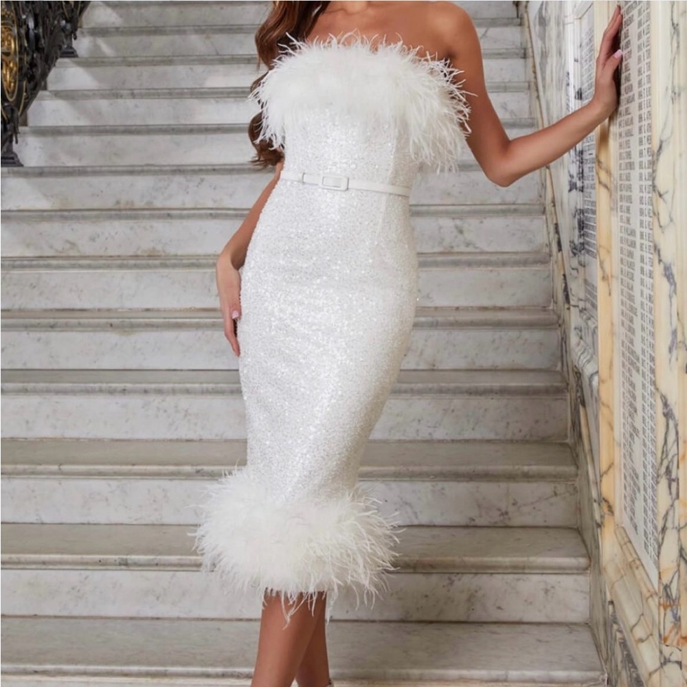 Nadine Merabi Sequin Strapless Dress